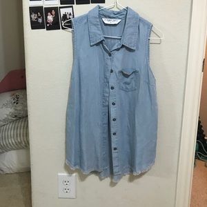 Denim Button up frayed top